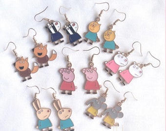 Peppa Pig inspired Earrings, Peppa Pig and Her Friends Earrings, Suzy Sheep
