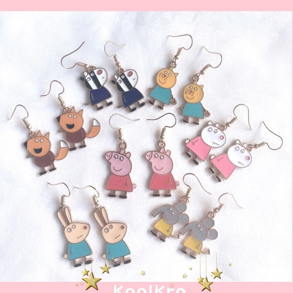 Peppa Pig inspired Earrings, Peppa Pig and Her Friends Earrings, Suzy Sheep