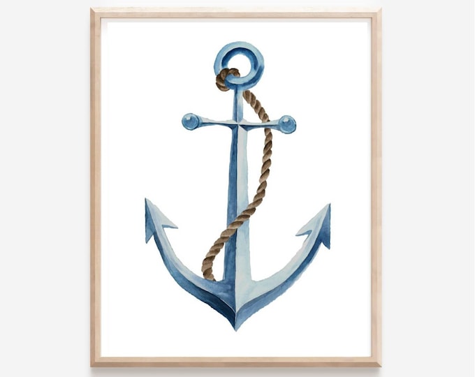 Anchor Watercolor Print, Anchor Art, Nursery Wall Art, Nautical Nursery ...