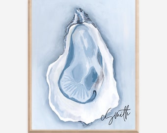 Oyster Art Print, Oyster Shell Art, Beach House Art, Oyster Artwork, Oyster Shell Art, Oyster Painting, Beach House Decor, Beach House Art