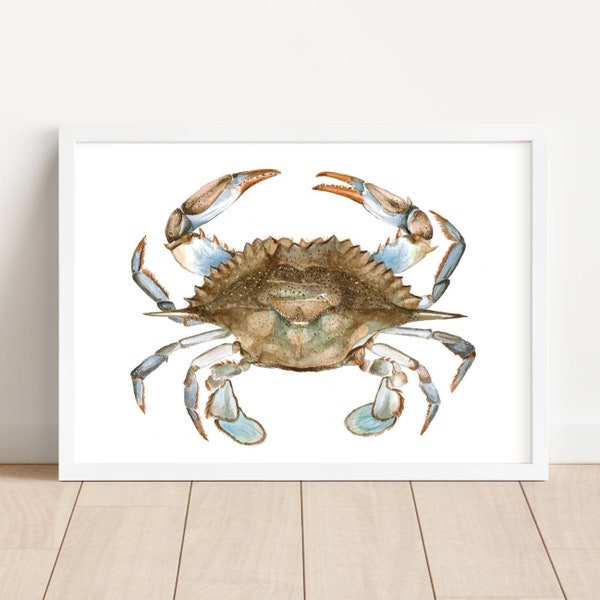 Blue Crab Print Etsy