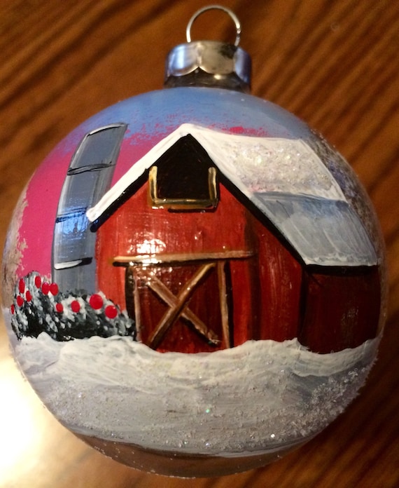 Hand painted Barn Ornament