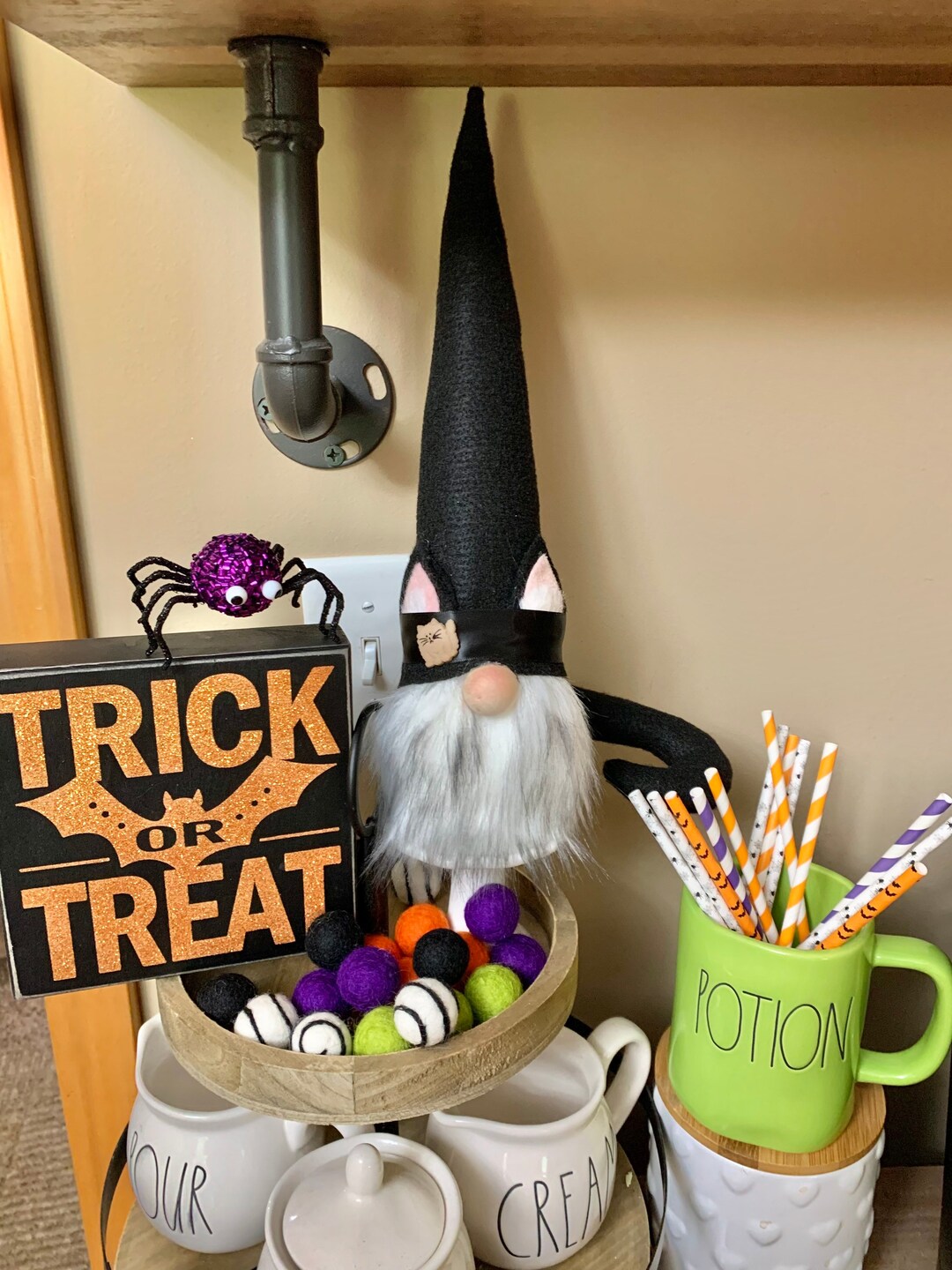 Ceramic Halloween Gnome with Cat