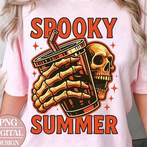 Spooky Summer Png, Sarcastic Iced Coffee Skeleton, Summer Skeleton Png, Skeleton Hand Png, Coffee Snarky Skeleton, Retro Spooky Summer Png