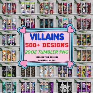 500+ Cartoon Villains 20oz Tumbler Wrap PNG Bundle, Villains Bundle Tumbler PNG, Cartoon Bundle Wrap PNG, Villains Characters Png, Villains