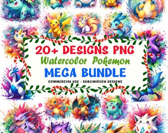 20+ Designs Poke Monster PNG Bundle, Anime/Manga PNG Bundle, Cartoon T-shirt Design, Digita Download, Commercial Use