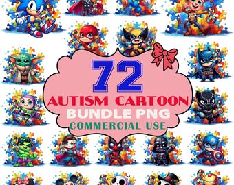 72 Designs Autism Cartoon Bundle Png, Autism Bundle Png, Autism Awareness Png, Autism Month Png, Autism Cartoon Puzzle Png, Commercial Use