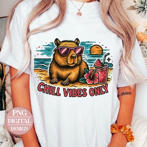 Chill Vibes Only Capybara PNG, Sarcastic Capybara Chill Vibes Only Design, Funny Animal PNG, Summer Capybara Clipart, Cute Summer Capybara
