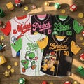 Custom Super Mario Baseball Jersey, Mario Family Matching Shirts, Super Mario Birthday, Luigi Yoshi Toad Bowser Princess Peach Donkey Kong product logo