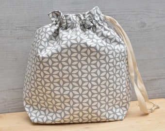 Drawstring knitting project bag, bird project bag, craft bag, sweater, crochet, yarn bag, uk, gift for knitter, sac a projet, yarn bowl