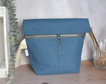 Large project bag for knitting or crochet, waxed cotton pouch, weatherproof project bag, uk, sweater, gift for knitter,handmade