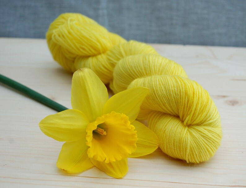 mohair yarn daffodil yellow mohair sock yarn uk knitter gift 4 ply 4 ply sock yarn Hand dyed sock yarn shawl yarn