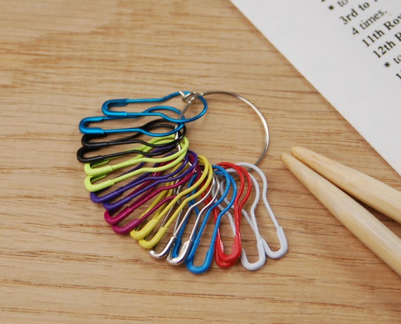 20 coilless safety pins silver knitting stitch markers non snag scarf