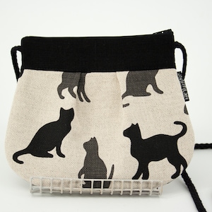 Petit sac à main chat en bandoulière, sac à main en lin pour femme, sac à main en lin fait main