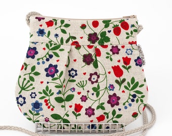 Small Linen Crossbody Purse, Mini Bag For Women, Linen Shoulder Bag