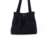 Black Linen Handbag For Women, Flax Bag, Thick Linen M Size Bag