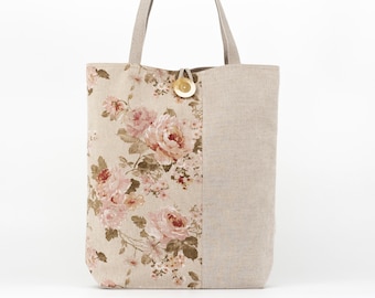 Tote Bag For Woman, Linen Shoulder Bag, Casual Tote Bag