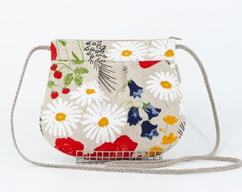 Linen Summer Bag, Crossbody Bag For Woman, Linen Purse For Lady