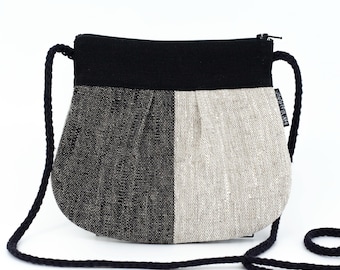 Linen Mini Purse, Small Crossbody Purse For Woman, Linen Shoulder Bag
