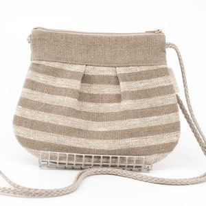 Petit sac à main en lin naturel, sac à bandoulière en lin pour femme, mini sac à main en lin