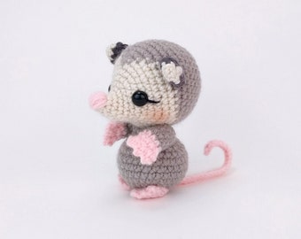 PATTERN: Posie the Possum - crochet opossum pattern - amigurumi opossum pattern - crocheted possum - PDF crochet pattern - English Only