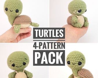 PATTERN PACK - 4 Turtles Pattern Pack - includes sea turtle, baby sea turtle, turtle and tiny turtle