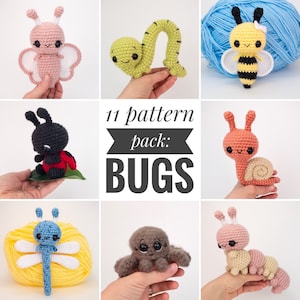 PATTERN PACK - 11 bug patterns - includes ant, bee, butterfly, caterpillar, dragonfly, firefly, fly, inchworm, ladybug, snail, and spider