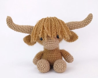 MÖNSTER: Hamish höglandskon - virkad höglandsko - amigurumi höglandskomönster - långhårig höglandsko - PDF virkmönster