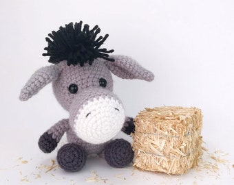 PATTERN: Donovan the Donkey - Crochet donkey pattern - amigurumi donkey pattern - crocheted donkey pattern - PDF crochet pattern
