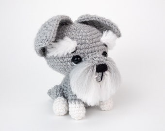 PATTERN: Smokey the Schnauzer - Crochet schnauzer pattern - amigurumi schnauzer pattern - crocheted schnauzer puppy - PDF crochet pattern