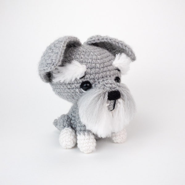 PATRON : Smokey le schnauzer - modèle schnauzer crochet - modèle schnauzer amigurumi - chiot schnauzer crocheté - modèle PDF au crochet