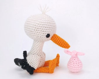 PATTERN: Solly the Stork - Crochet stork pattern - amigurumi stork pattern - stork pattern - PDF crochet pattern - English only