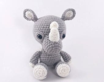 PATTERN: Robbie the Rhino - Crochet rhino pattern - amigurumi rhinoceros pattern - PDF crochet pattern - English only