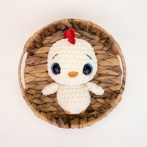 PATTERN: Plush Chickpea the Chicken pattern - amigurumi chicken pattern - bulky yarn hen pattern - PDF crochet pattern