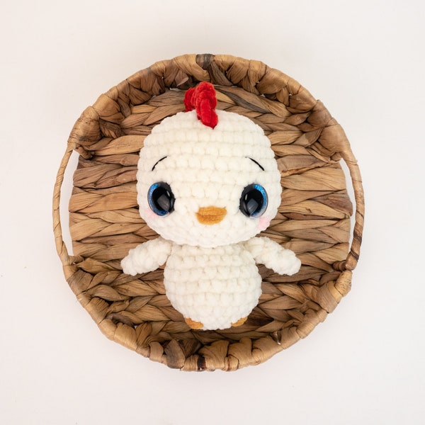PATTERN: Plush Chickpea the Chicken pattern - amigurumi chicken pattern - bulky yarn hen pattern - PDF crochet pattern