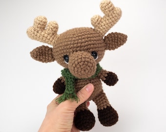 PATTERN: Myles the Moose - Crochet moose pattern - amigurumi moose pattern - crocheted moose pattern - PDF crochet pattern