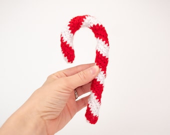 PATTERN: Crochet Candy Cane Pattern - easy crocheted candy cane ornament pattern - crochet Christmas decor - PDF crochet pattern