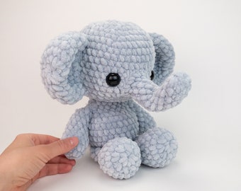 PATTERN: Plush Eli the Elephant pattern - amigurumi super bulky elephant pattern - crocheted jumbo elephant - PDF crochet pattern