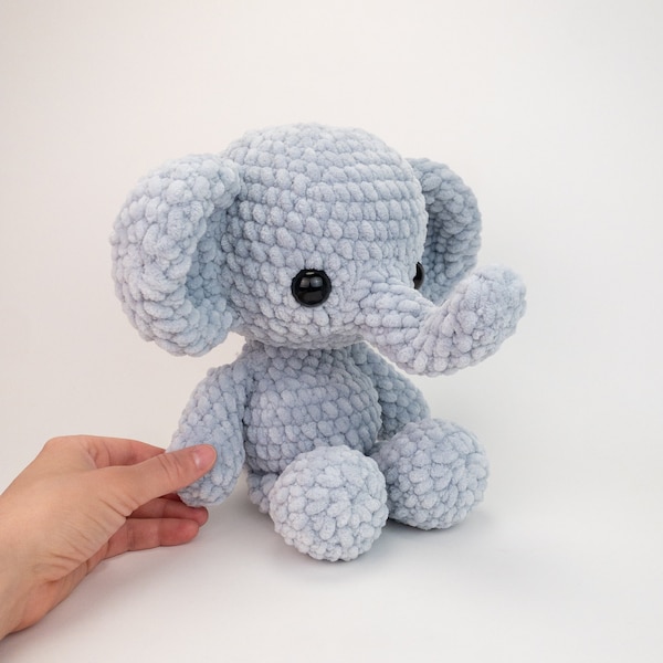 PATTERN: Plush Eli the Elephant pattern - amigurumi super bulky elephant pattern - crocheted jumbo elephant - PDF crochet pattern