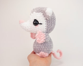 PATTERN: Plush Polly the Possum pattern - amigurumi chunky possum pattern - bulky yarn possum plushie pattern - PDF crochet pattern