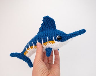 PATTERN: Monty the Marlin pattern - amigurumi marlin pattern - crocheted swordfish pattern - PDF crochet pattern