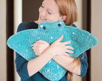 PATROON: No Sew Plush Ruby Ray the Mega Ray patroon - amigurumi enorm pijlstaartrogpatroon - eenvoudig pijlstaartrog knuffelpatroon - PDF haakpatroon