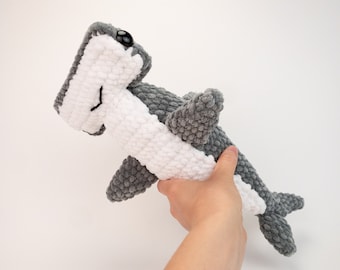 PATTERN: Plush Hector the Hammerhead Shark pattern - amigurumi hammerhead pattern - crochet chunky hammerhead shark - PDF crochet pattern