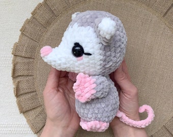 PATTERN: Plush Polly the Possum pattern - amigurumi chunky possum pattern - bulky yarn possum plushie pattern - PDF crochet pattern