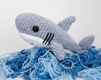 PATTERN: Plush Sterling the shark - crochet shark pattern - amigurumi shark plushie pattern - crocheted shark pattern - PDF crochet pattern