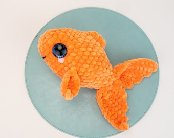 PATRON : modèle peluche Gloria le poisson rouge - modèle amigurumi poisson rouge épais - laine super volumineuse facile à pelucher - modèle PDF au crochet