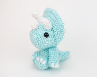 PATTERN: Theodore the Triceratops - Crochet triceratops pattern - amigurumi dinosaur pattern - crocheted dino pattern - PDF pattern