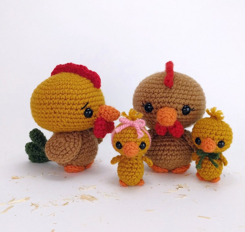 PATTERN: Chicken Family Crochet chicken pattern amigurumi rooster pattern crocheted rooster PDF crochet pattern image 1