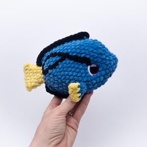PATTERN: Beckett the Blue Tang pattern - amigurumi plush blue tang pattern - crocheted blue tang plushie - PDF crochet pattern