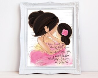 INSTANT DOWNLOAD Mother Daughter Art Print for Girl's Room Decor, Nursery Wall Art, Mother and Child, Gift for New Mom Mother's Day